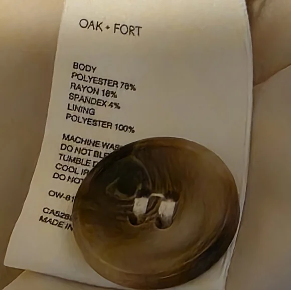 Oak + Fort Double Breasted Blazer Cream EUC Size XXS - Picture 5 of 7